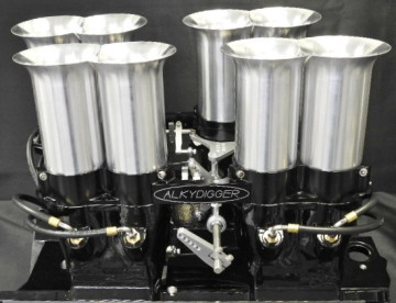 ENGLER BB CHEVY MECHANICAL INJECTION WITH   2-7/8" B FLYS   COMPLETE AS SHOWN   BLACK-